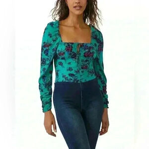 Free People Hilary Printed Top NWT Size L MSRP $98